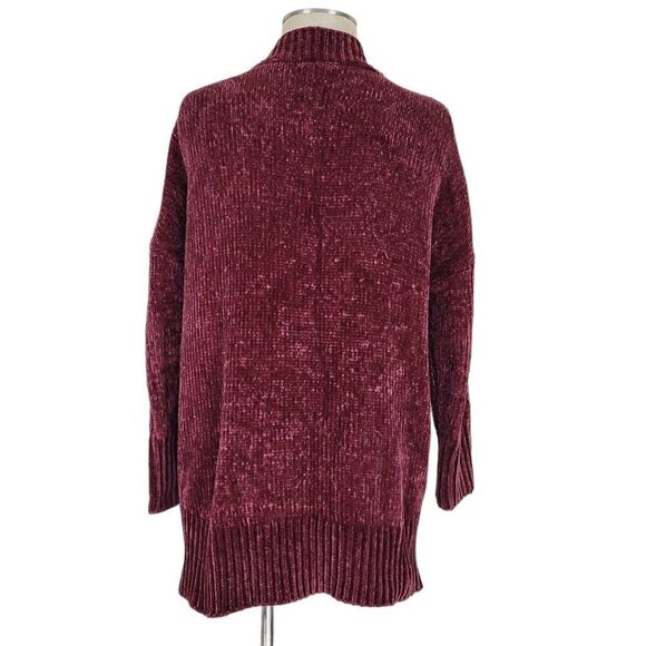 ModCloth Chenille Cardigan Size XS Open Dropped Shoulder Oversized Burgundy - Picture 3 of 9